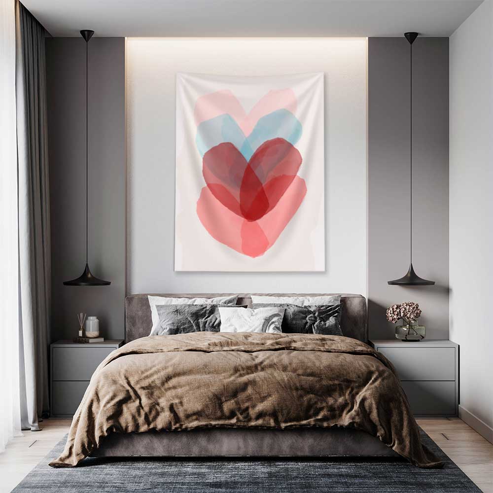 Soyut Kalp Tasarımlı Modern Romantik Duvar Örtüsü 4540