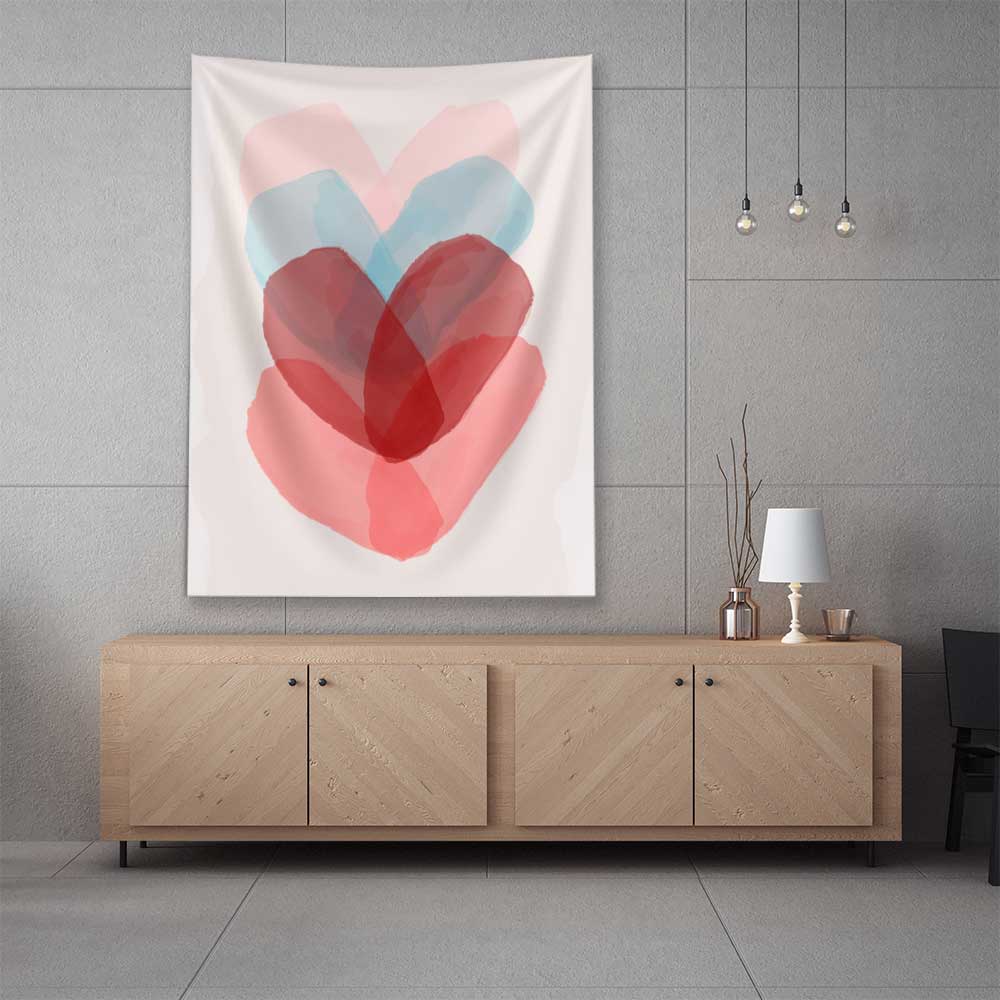 Soyut Kalp Tasarımlı Modern Romantik Duvar Örtüsü 4540