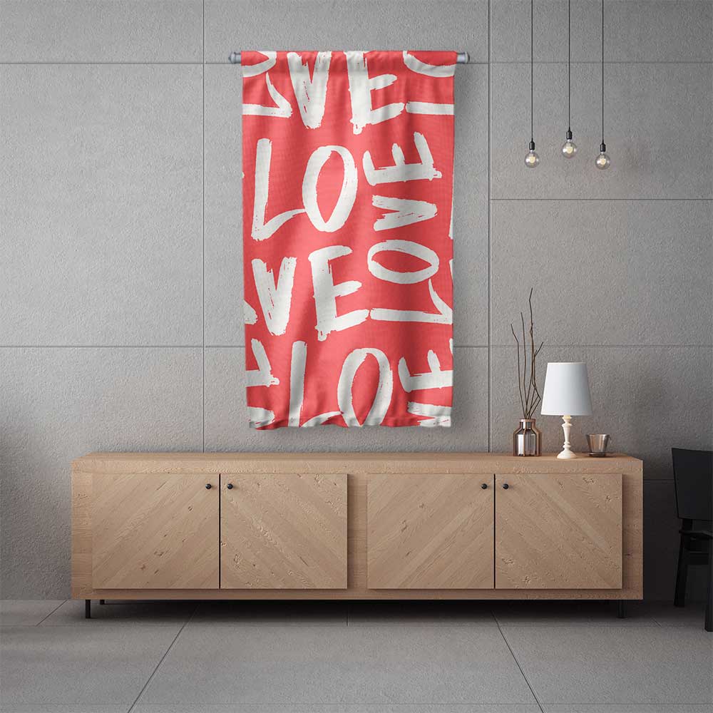 Modern LOVE Tipografi Desenli Romantik Duvar Flaması 4555