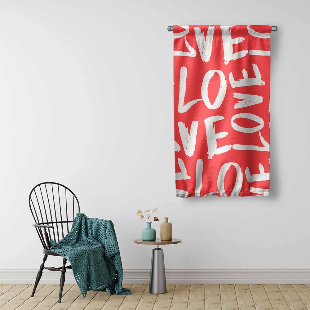 Modern LOVE Tipografi Desenli Romantik Duvar Flaması 4555