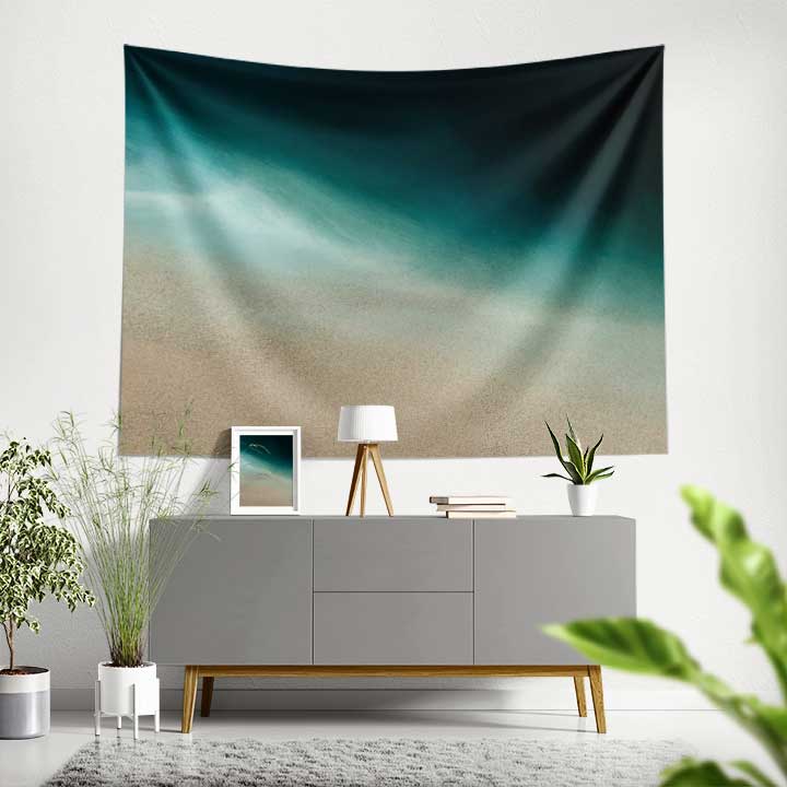 Sakin Kumsal ve Turkuaz Deniz Manzaralı Duvar Örtüsü 4634