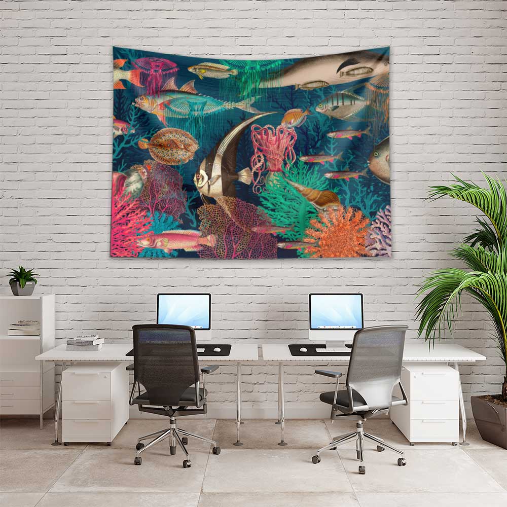 Renkli Mercan Resifi ve Balıklar Su Altı Manzaralı Duvar Örtüsü 4637