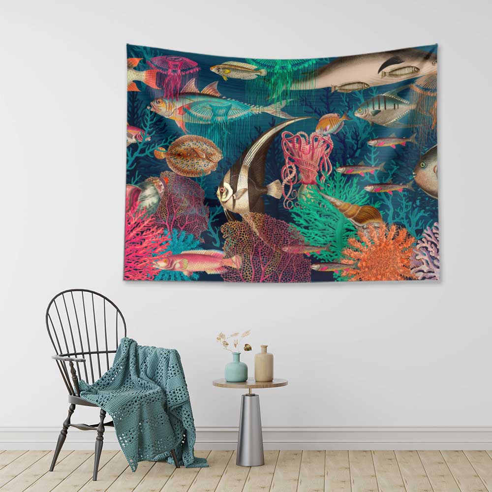 Renkli Mercan Resifi ve Balıklar Su Altı Manzaralı Duvar Örtüsü 4637