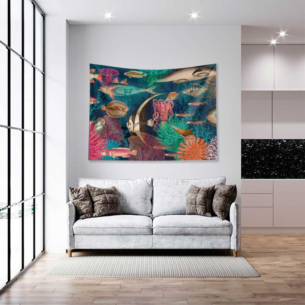 Renkli Mercan Resifi ve Balıklar Su Altı Manzaralı Duvar Örtüsü 4637