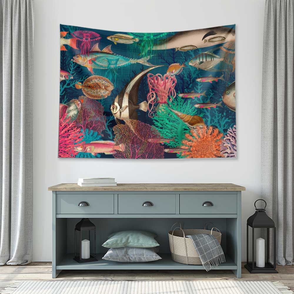 Renkli Mercan Resifi ve Balıklar Su Altı Manzaralı Duvar Örtüsü 4637