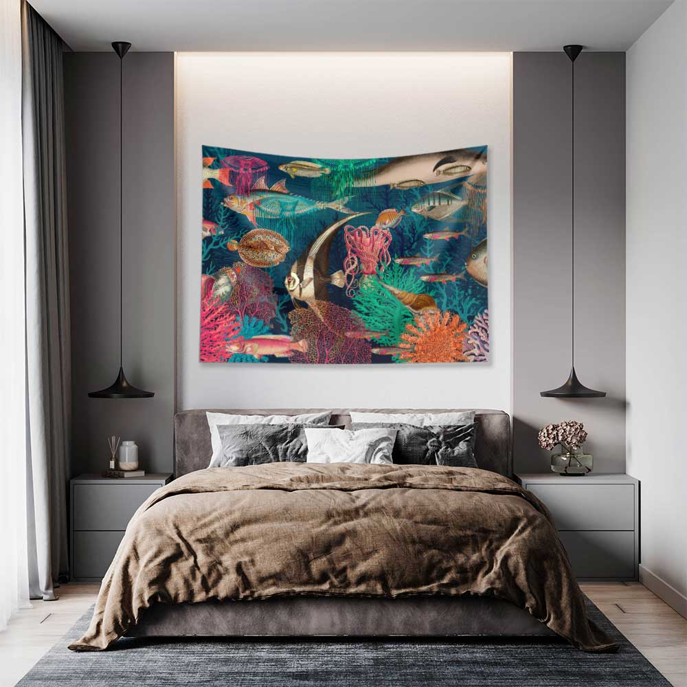 Renkli Mercan Resifi ve Balıklar Su Altı Manzaralı Duvar Örtüsü 4637