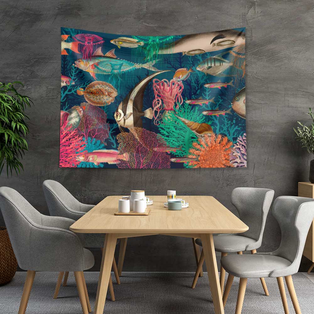 Renkli Mercan Resifi ve Balıklar Su Altı Manzaralı Duvar Örtüsü 4637