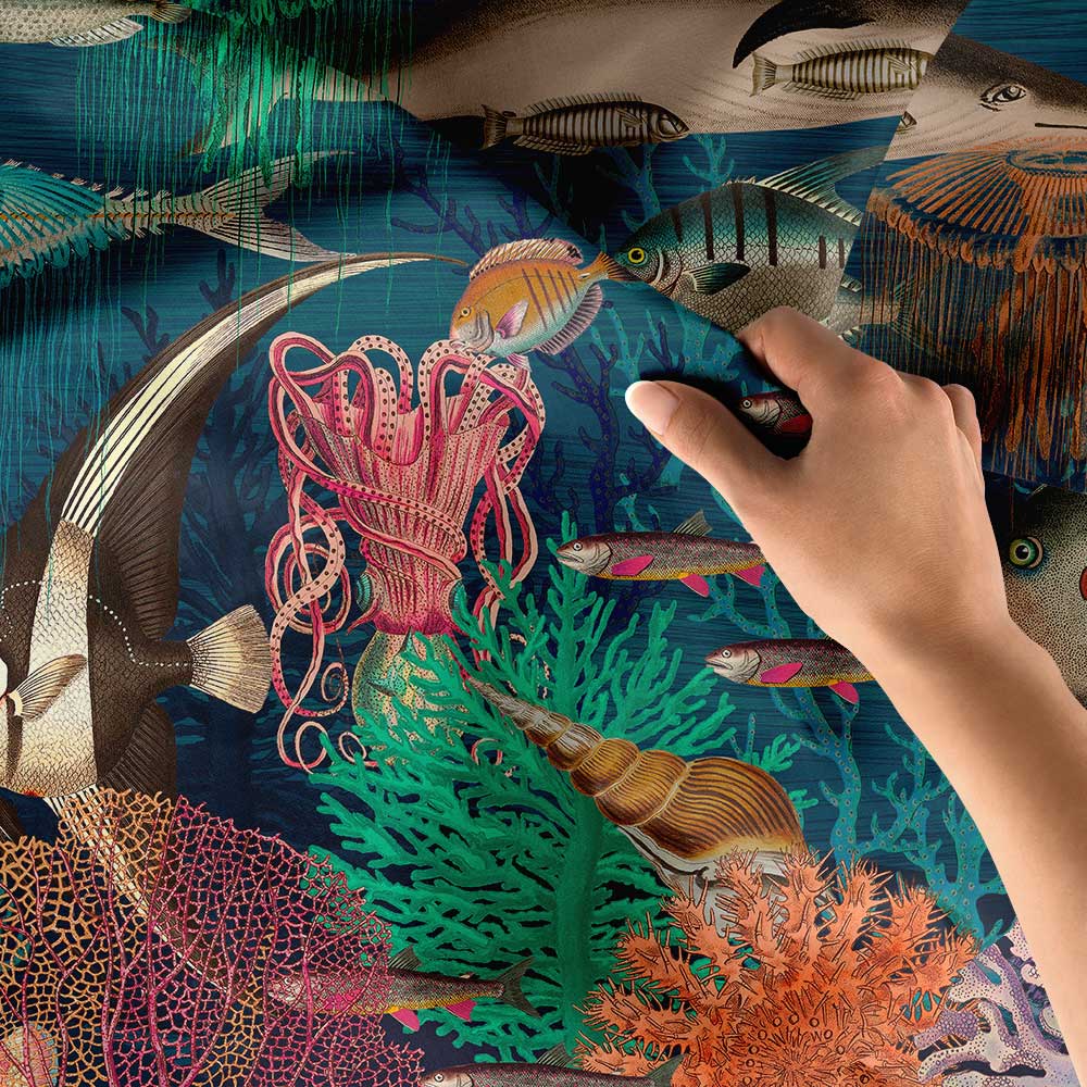 Renkli Mercan Resifi ve Balıklar Su Altı Manzaralı Duvar Örtüsü 4637