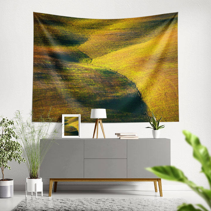 Altın Tarlalar Soyut Kır Manzarası Duvar Örtüsü Kumaş Baskı 4735