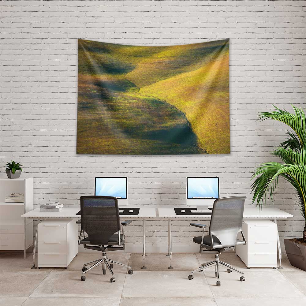 Altın Tarlalar Soyut Kır Manzarası Duvar Örtüsü Kumaş Baskı 4735
