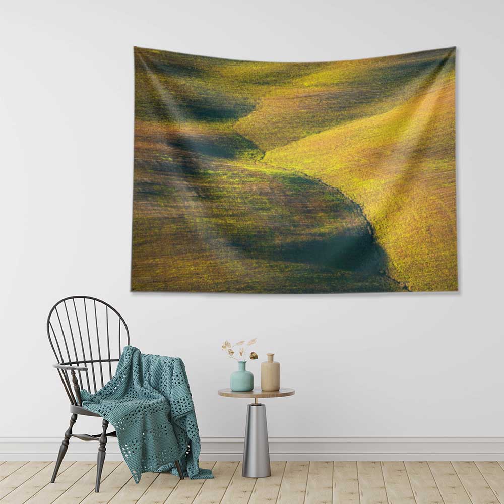 Altın Tarlalar Soyut Kır Manzarası Duvar Örtüsü Kumaş Baskı 4735