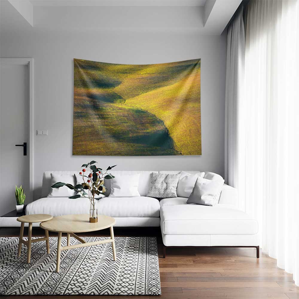 Altın Tarlalar Soyut Kır Manzarası Duvar Örtüsü Kumaş Baskı 4735