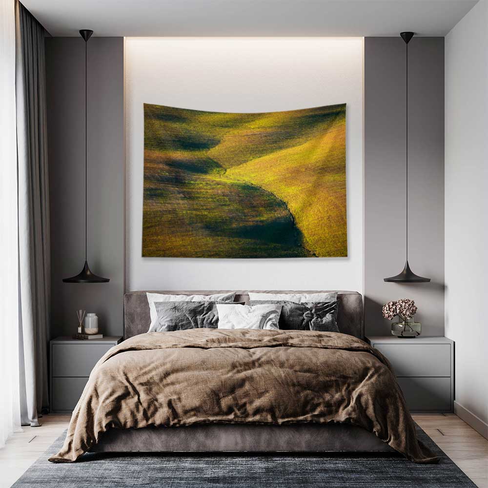 Altın Tarlalar Soyut Kır Manzarası Duvar Örtüsü Kumaş Baskı 4735