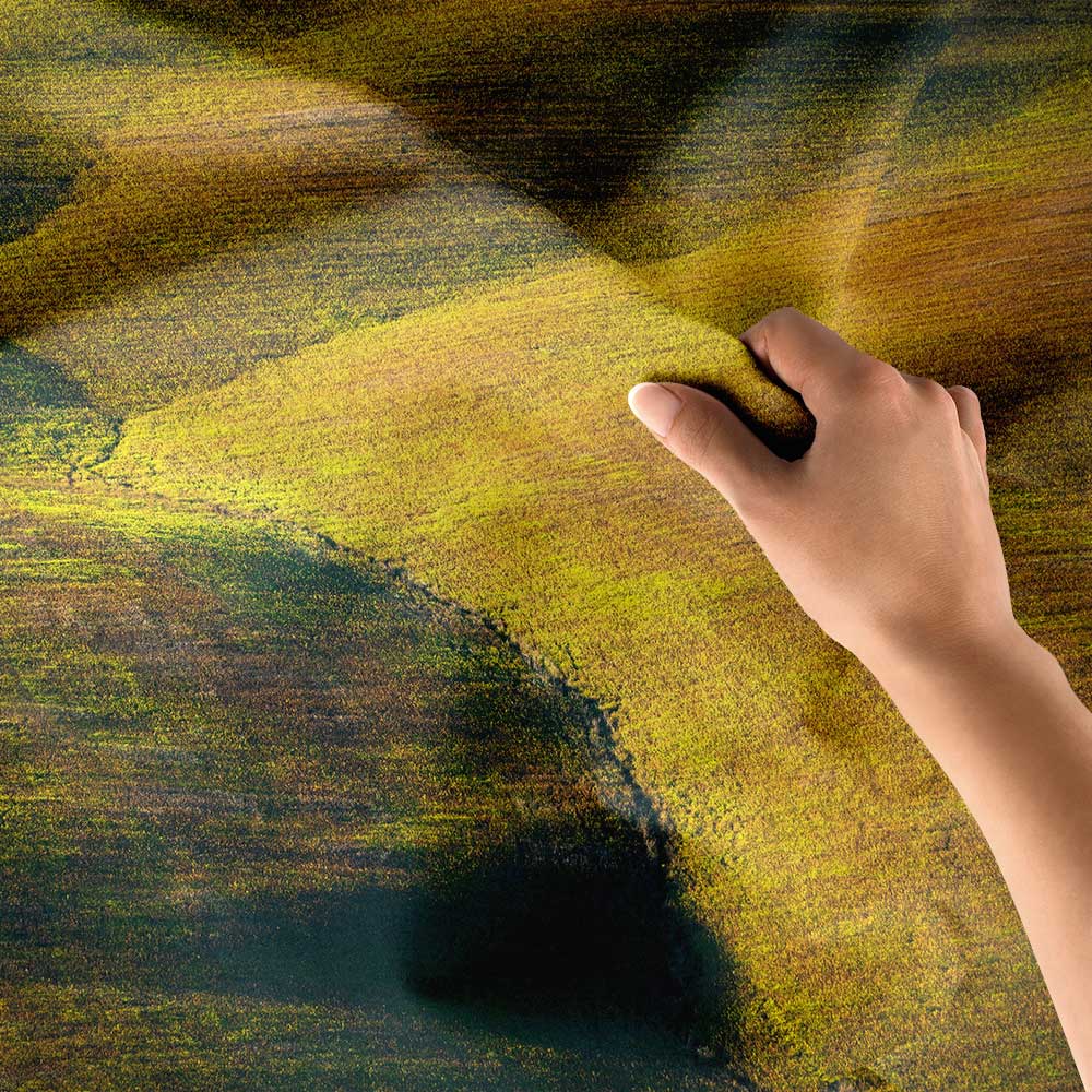 Altın Tarlalar Soyut Kır Manzarası Duvar Örtüsü Kumaş Baskı 4735