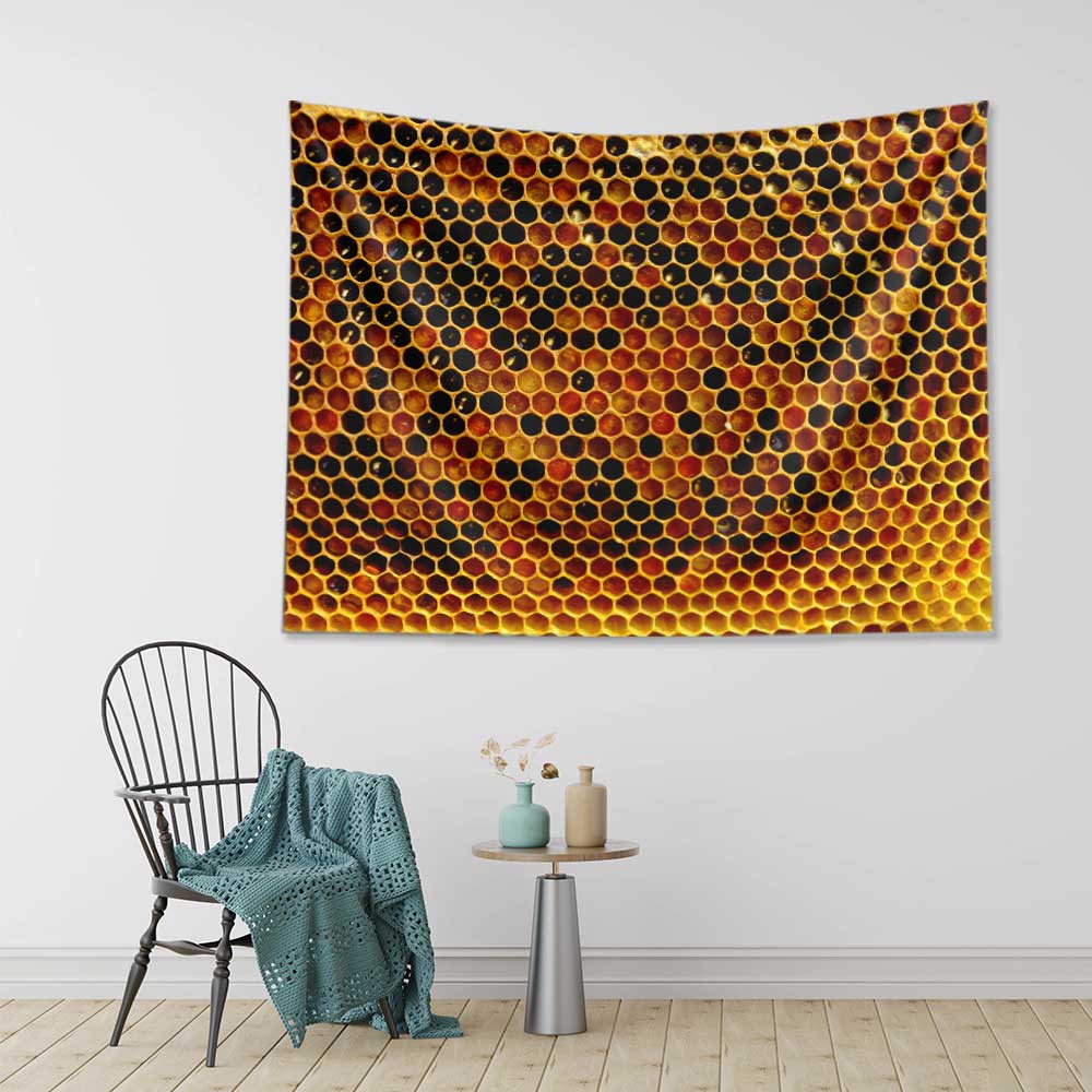 duvar-ortusu-4743-03 Bal Peteği Desenli Arı Kovanı Temalı Duvar Örtüsü 4743