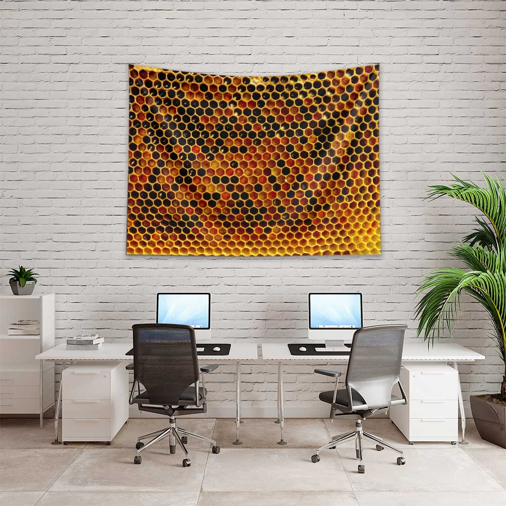 duvar-ortusu-4743-04 Bal Peteği Desenli Arı Kovanı Temalı Duvar Örtüsü 4743