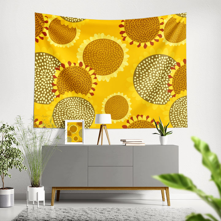 Sarı Ayçiçeği Desenli Modern Duvar Örtüsü 4749