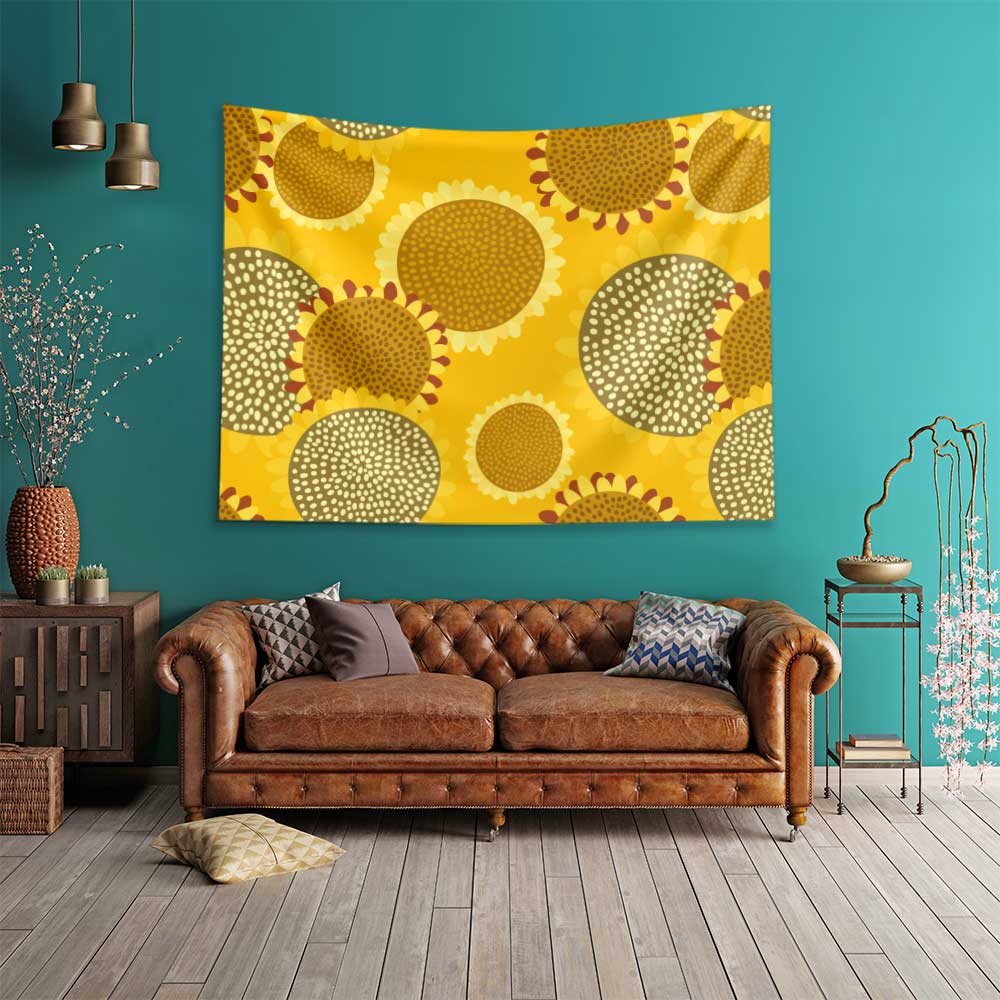 Sarı Ayçiçeği Desenli Modern Duvar Örtüsü 4749