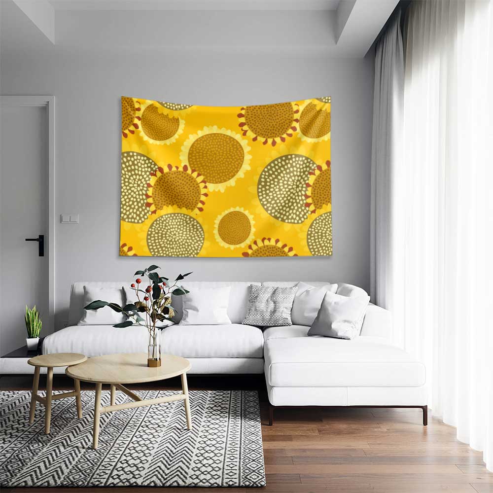 Sarı Ayçiçeği Desenli Modern Duvar Örtüsü 4749