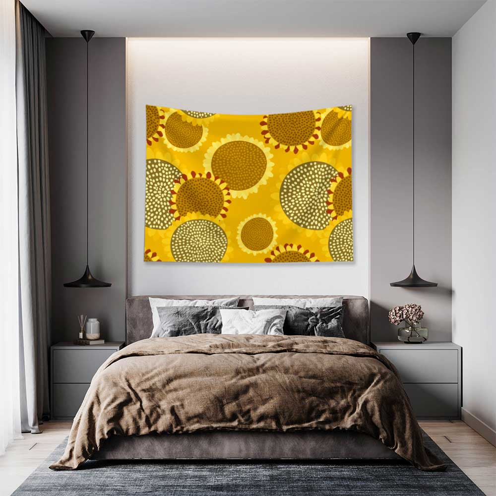 Sarı Ayçiçeği Desenli Modern Duvar Örtüsü 4749