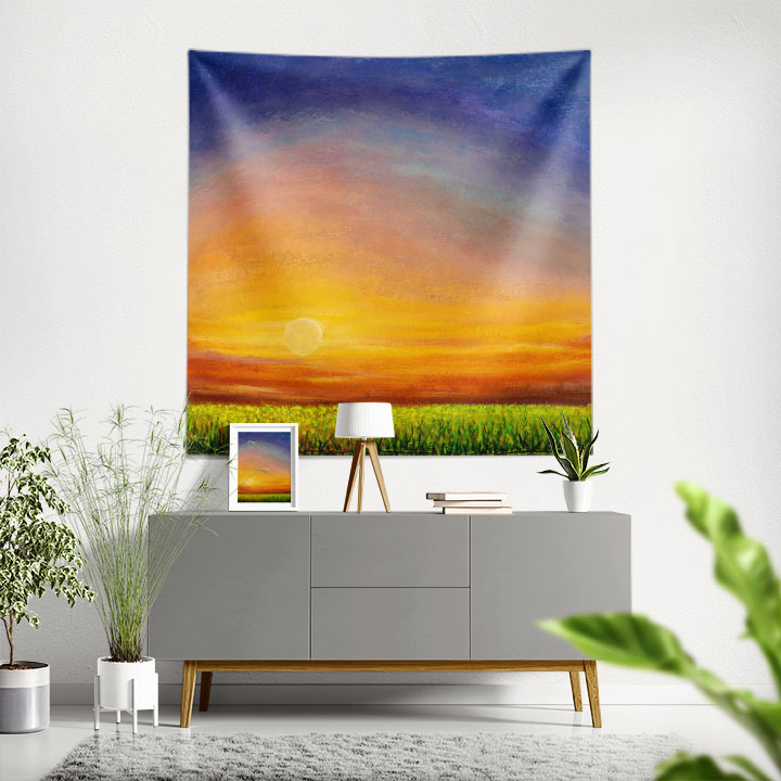 Gün Batımı Manzaralı Sanatsal Duvar Örtüsü 4753