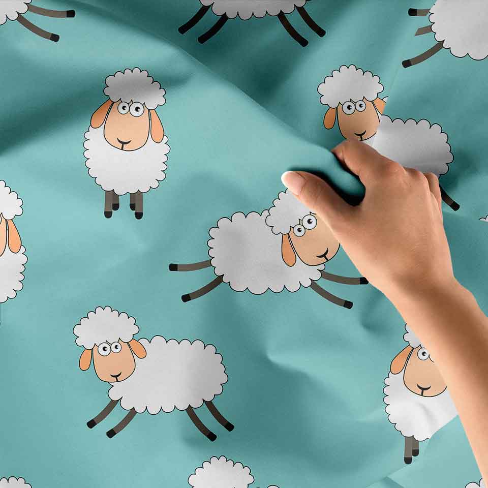 Mint Yeşili Zemin Üzerinde Sevimli Koyun Desenli Duvar Örtüsü 4756