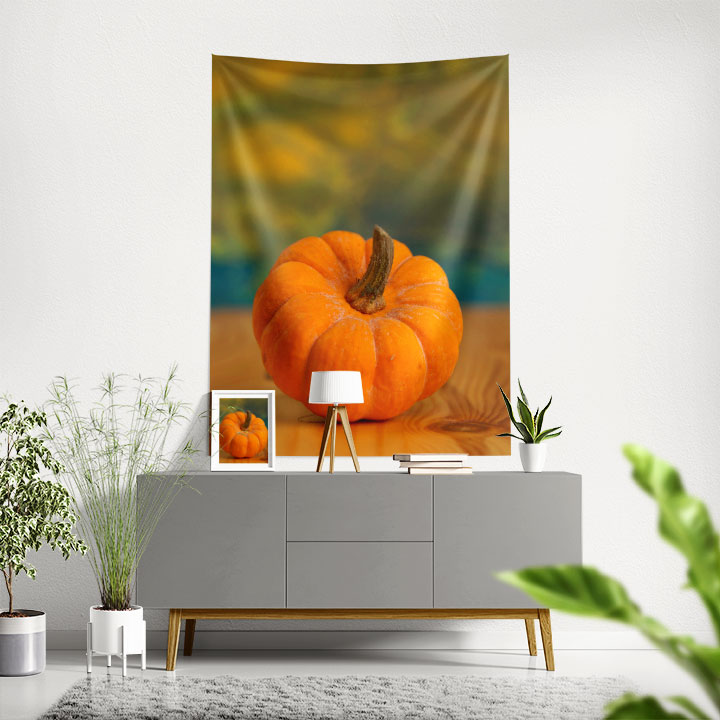 Turuncu Balkabağı Fotoğraflı Duvar Örtüsü 4757