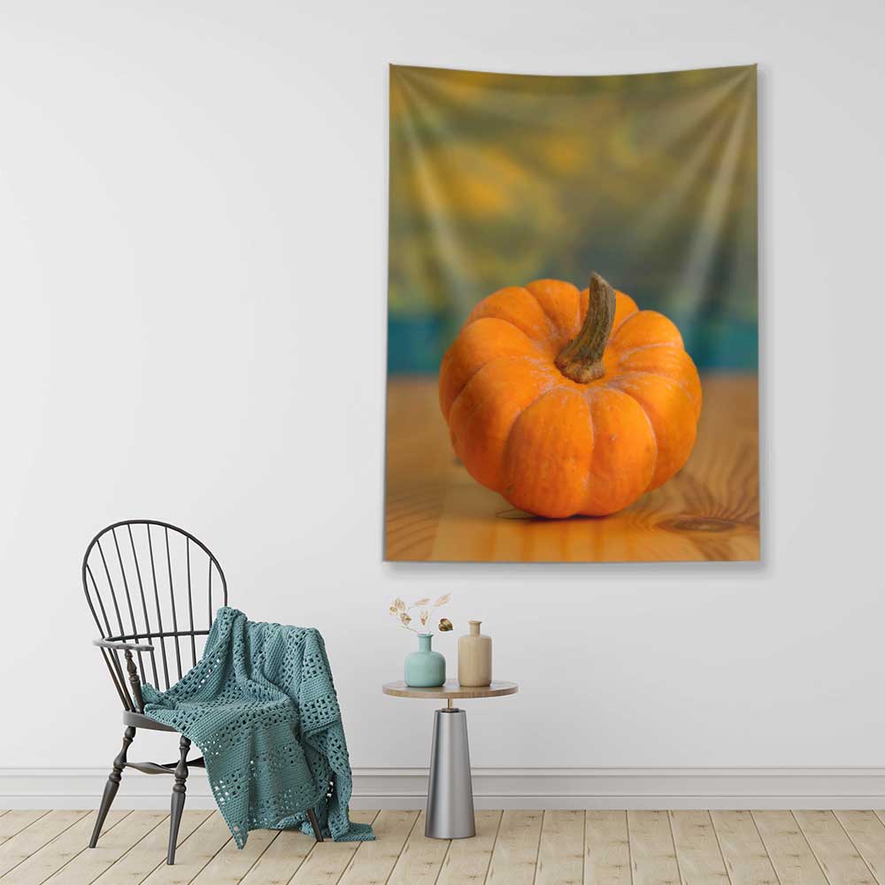 Turuncu Balkabağı Fotoğraflı Duvar Örtüsü 4757