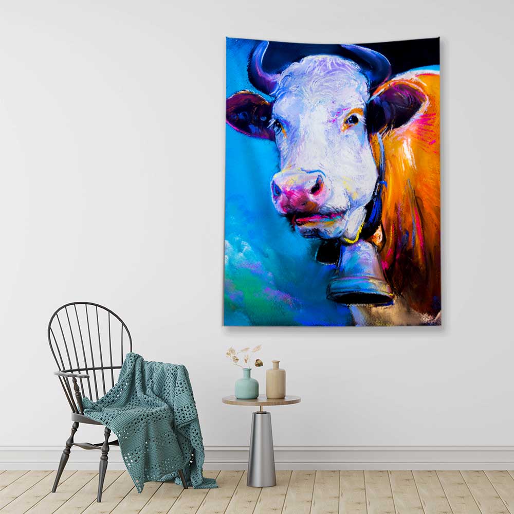Renkli İnek Portre Sanatsal Duvar Örtüsü 4761