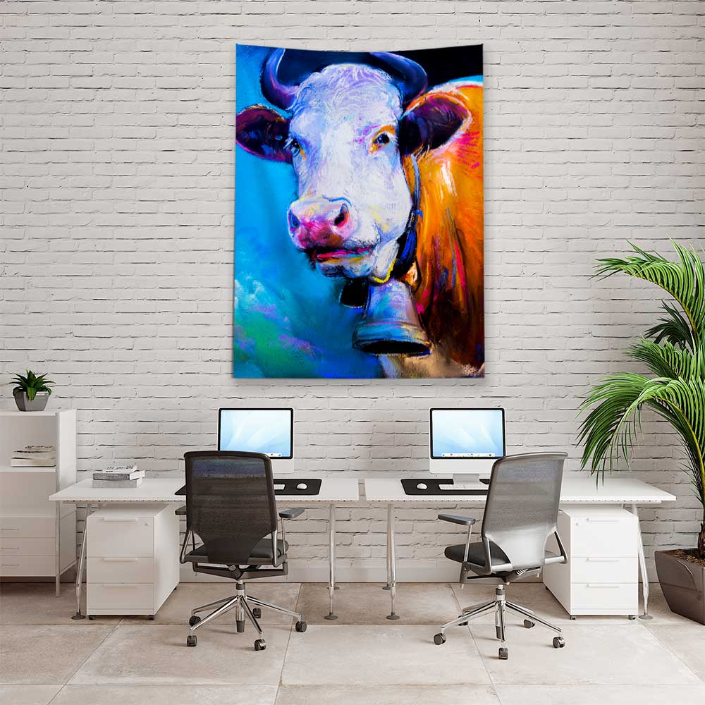 Renkli İnek Portre Sanatsal Duvar Örtüsü 4761