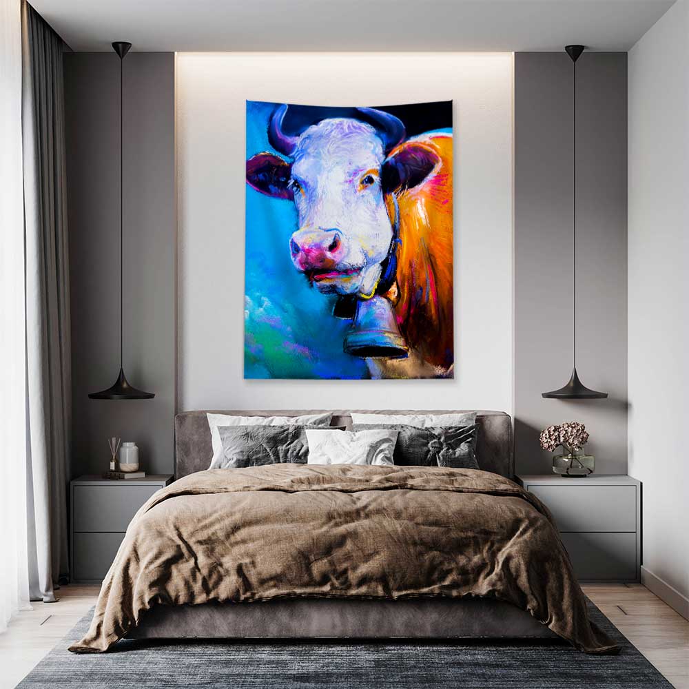 Renkli İnek Portre Sanatsal Duvar Örtüsü 4761
