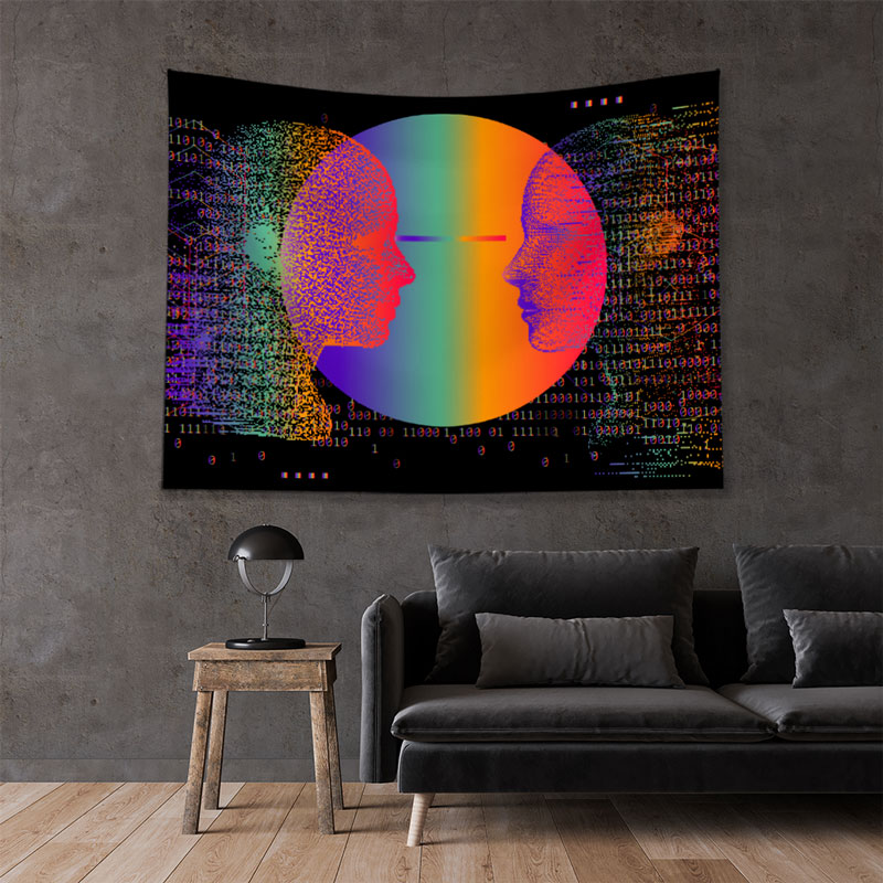 Karşılıklı Profiller Dijital Sanat Duvar Örtüsü 4855