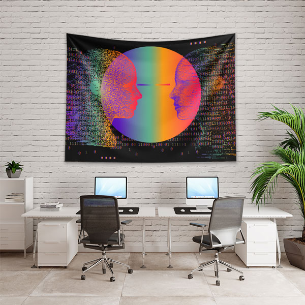 Karşılıklı Profiller Dijital Sanat Duvar Örtüsü 4855