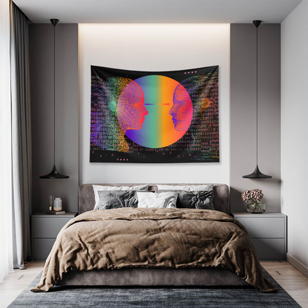 Karşılıklı Profiller Dijital Sanat Duvar Örtüsü 4855