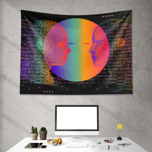 Karşılıklı Profiller Dijital Sanat Duvar Örtüsü 4855