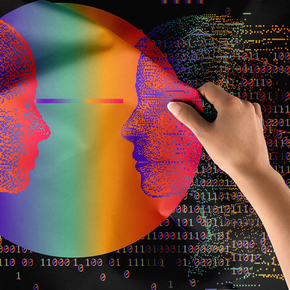 Karşılıklı Profiller Dijital Sanat Duvar Örtüsü 4855