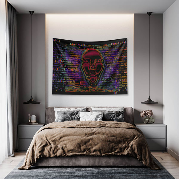 Dalgalı Yüz Silüeti Dijital Sanat Duvar Örtüsü 4856