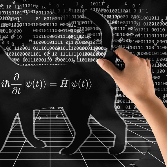 Kuantum Kedi Silüeti Dijital Sanat Duvar Örtüsü 4858