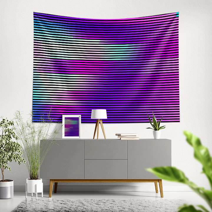 Renkli Çizgisel Akış Soyut Dijital Sanat Duvar Örtüsü 4859