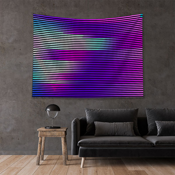 Renkli Çizgisel Akış Soyut Dijital Sanat Duvar Örtüsü 4859