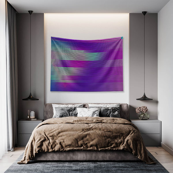 Renkli Çizgisel Akış Soyut Dijital Sanat Duvar Örtüsü 4859