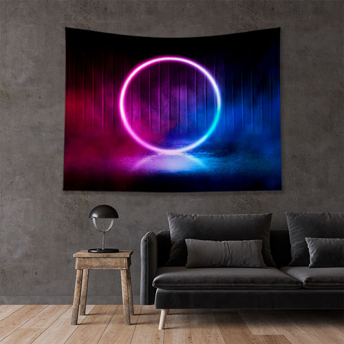 Neon Işık Halkası Futuristik Dijital Sanat Duvar Örtüsü 4861