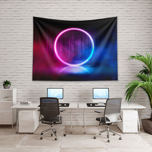 Neon Işık Halkası Futuristik Dijital Sanat Duvar Örtüsü 4861