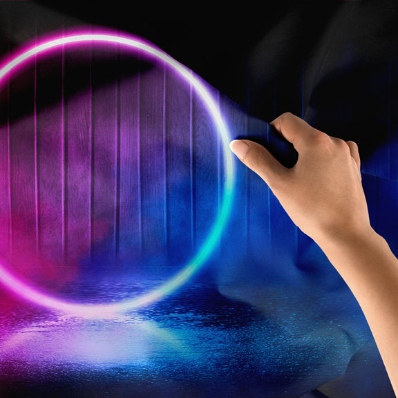 Neon Işık Halkası Futuristik Dijital Sanat Duvar Örtüsü 4861