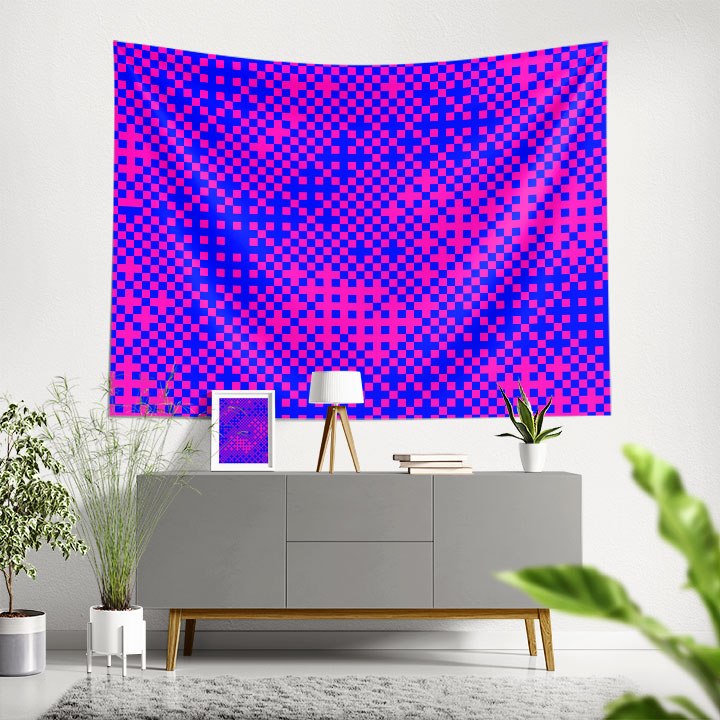 Piksel Kare Desenli Dijital Sanat Duvar Örtüsü 4864
