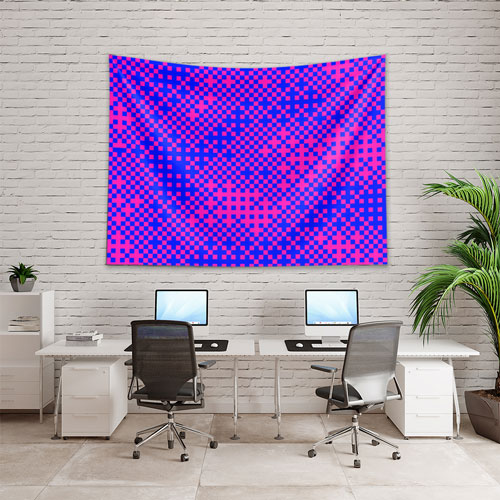 Piksel Kare Desenli Dijital Sanat Duvar Örtüsü 4864