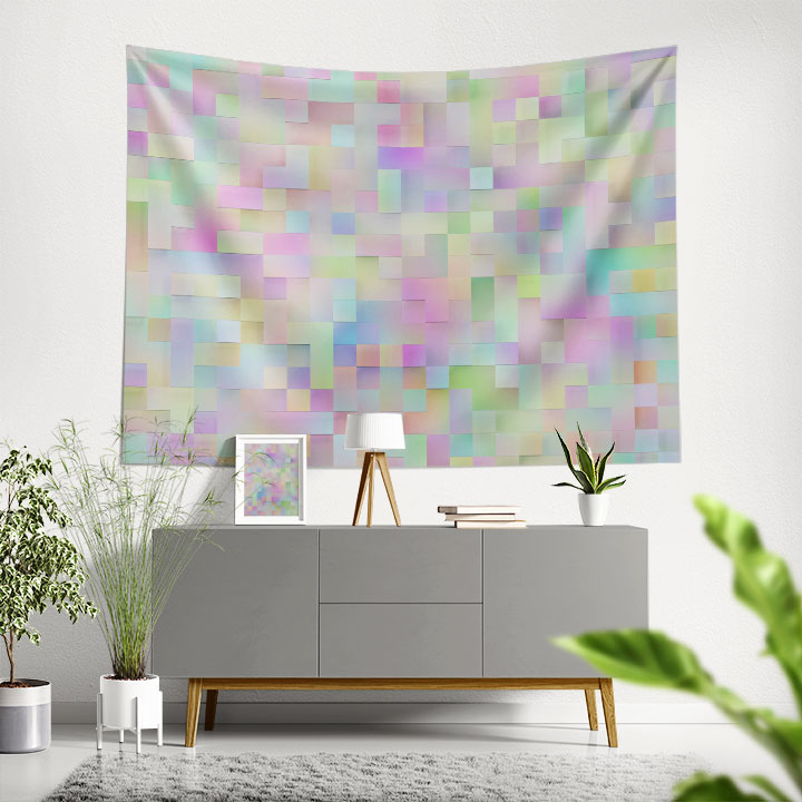 Pastel Mozaik Desenli Dijital Sanat Duvar Örtüsü 4866