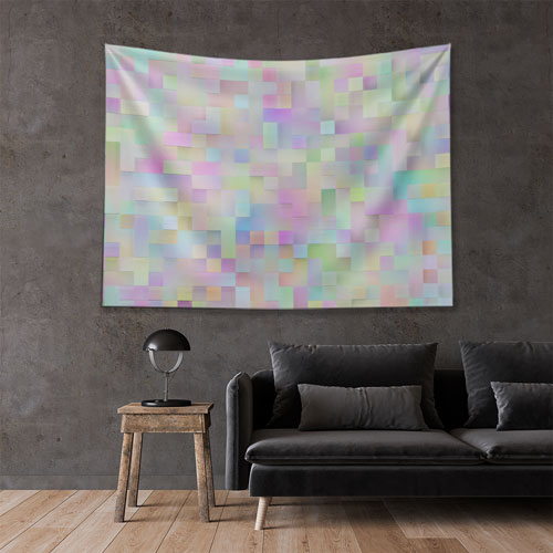 Pastel Mozaik Desenli Dijital Sanat Duvar Örtüsü 4866