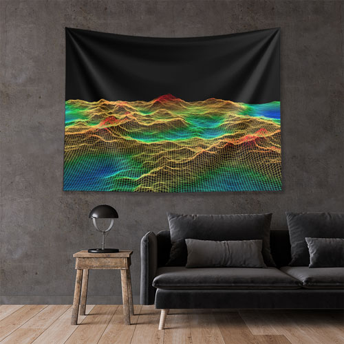 Renkli Wireframe Peyzaj Dijital Sanat Duvar Örtüsü 4868