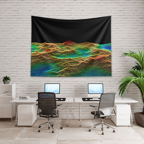 Renkli Wireframe Peyzaj Dijital Sanat Duvar Örtüsü 4868